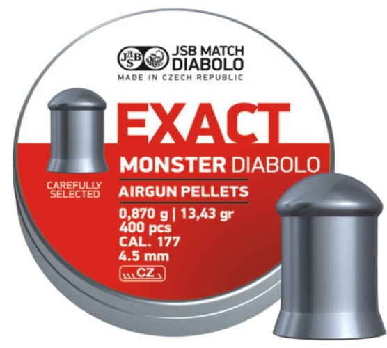 Пули пневматические JSB Exact Diabolo Monster 4,52мм 0,87г (400шт) Пули пневматические JSB Exact Diabolo Monster 4,52мм 0,87г (400шт)