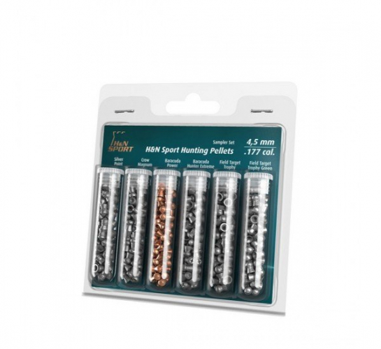 Охотничий набор H&N из 6 видов пуль - Sampler Hunting Set 4,5мм от 0,36г до 0,75г (215шт) Охотничий набор H&N из 6 видов пуль - Sampler Hunting Set 4,5мм от 0,36г до 0,75г (215шт)
