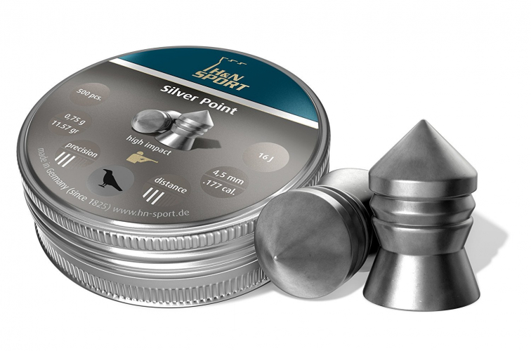 Пули пневматические H&N Silver Point 4,5мм 0,75г (500шт) Пули пневматические H&N Silver Point 4,5мм 0,75г (500шт)