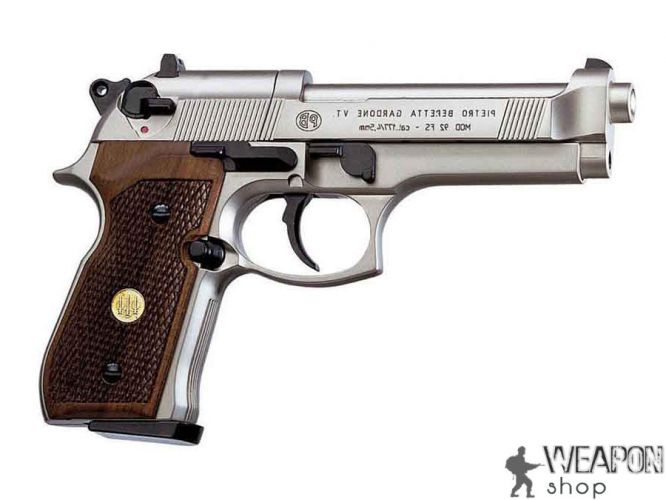 Пневматический пистолет Umarex Beretta M92 FS никель с деревянными накладками Пневматический пистолет Umarex Beretta M92 FS никель с деревянными накладками